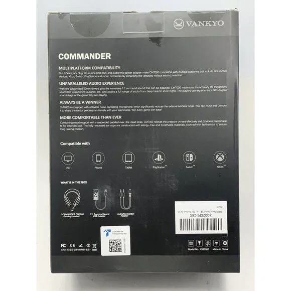 NEW - Vankyo CM7000 Commander Red & Black Gaming Headset w/ Mic - Picture 2 of 6